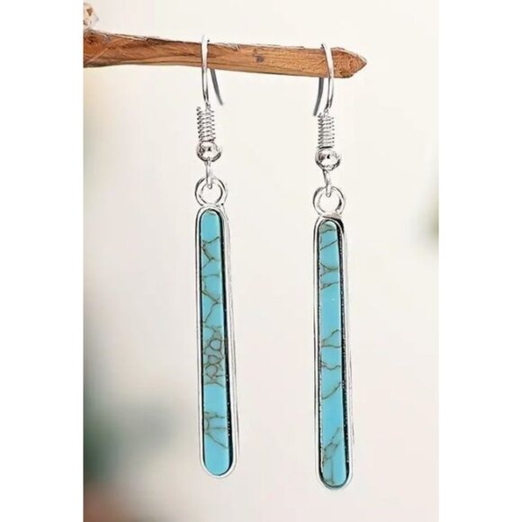 Turquoise‎ & Silver Dangle Earrings - Picture 2 of 3